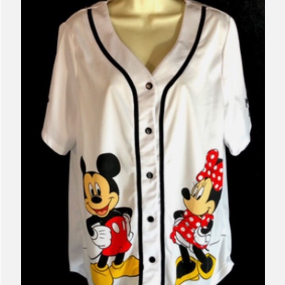 Disney Mickey And Minnie Mouse top womens sz 1X Baseball Jersey